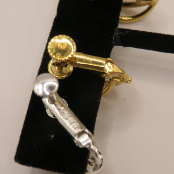 Vintage Napier Clip and Screw-on Earrings Gold & Silver Tone 2 Pairs - Picture 3 of 5